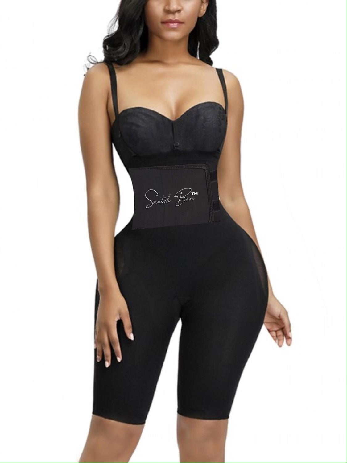 Miracle Black Full Body Shaper Mesh Straps Seamless with a Snatch Ban 06/05 - Snatch Bans