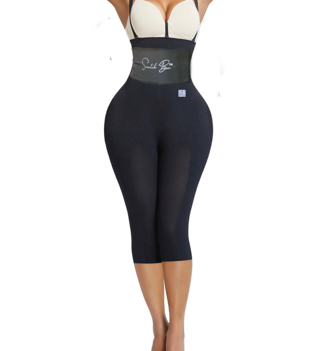 Long Miracle Black Full Body Shaper Mesh Straps Seamless with a Snatch Ban 06/05 - Snatch Bans