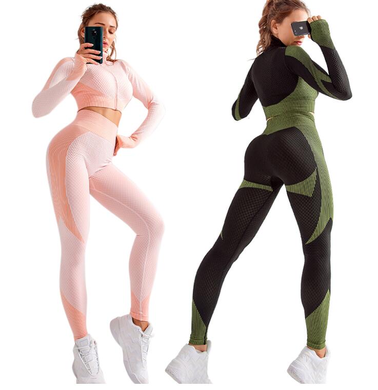 Sport Set Women Fitness Clothing Gym Sets Womens Outfits Seamless Yoga Set  Workout Clothes For Women Sportswear Zipper Suit